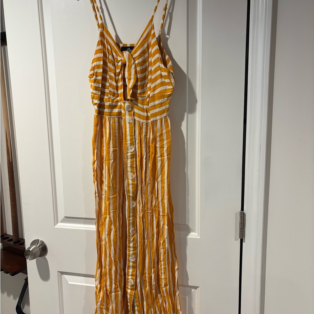 Angie Mustard and White Striped Top